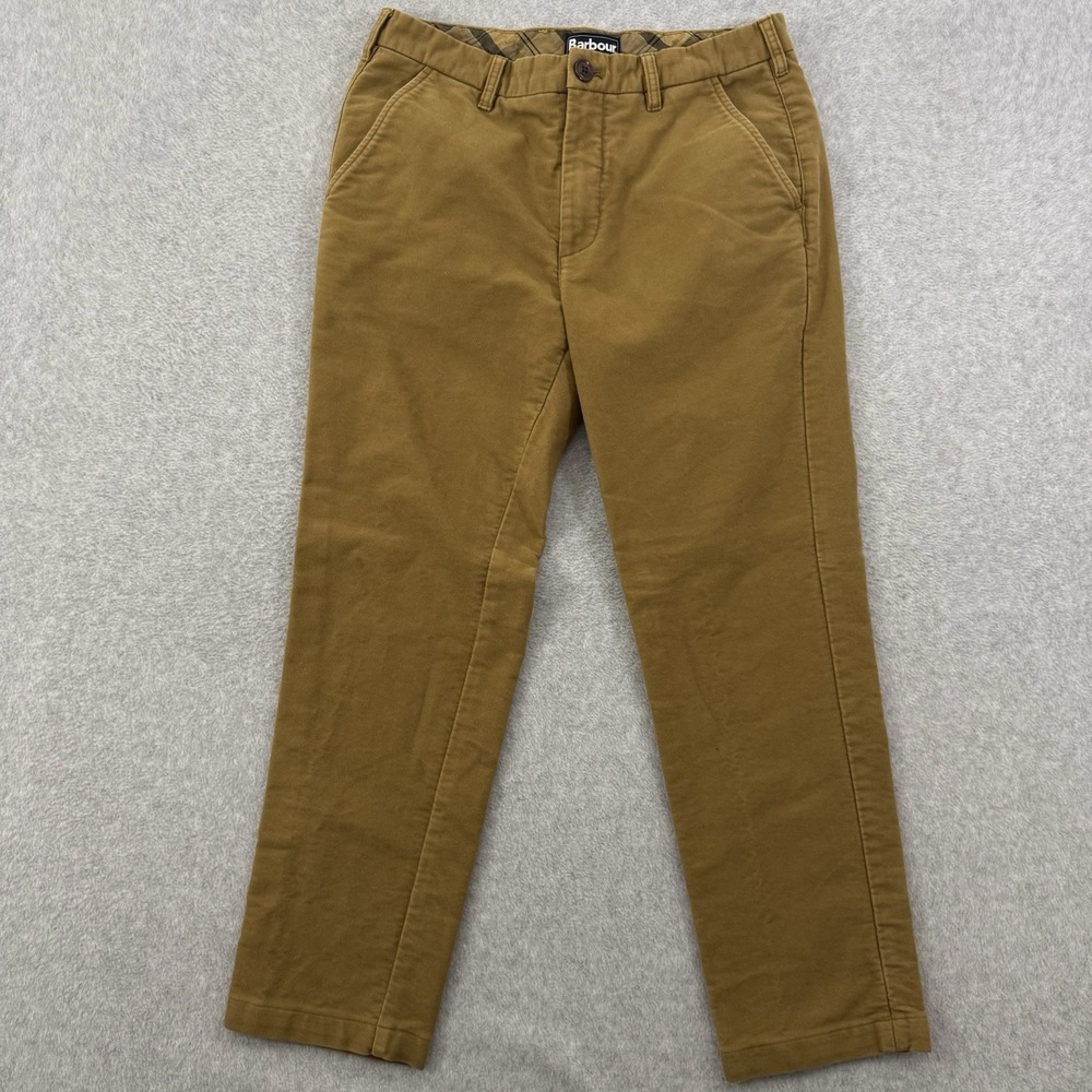 Barbour Pants Men's 32x28 Mustard Yellow Straight Leg Trousers Regular Fit